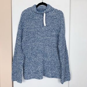 Caslon Blue & White Chunky Knit Turtle Neck Sweater
